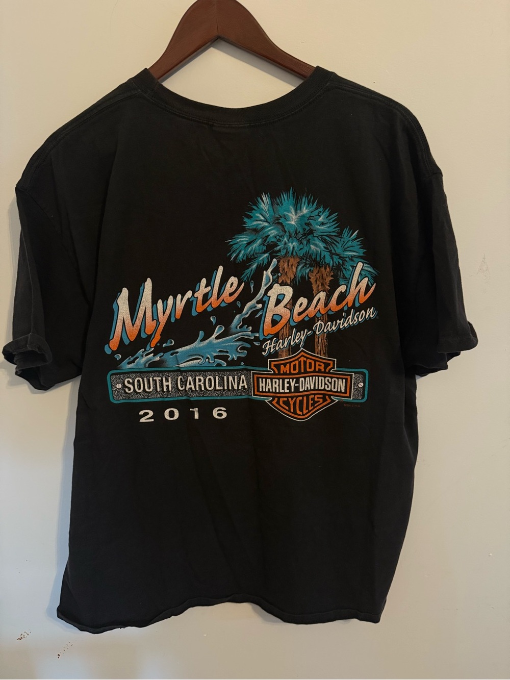Harley-Davidson Black Tee with Orange & Cream Motor Oil Graphic - Picture 5 of 5